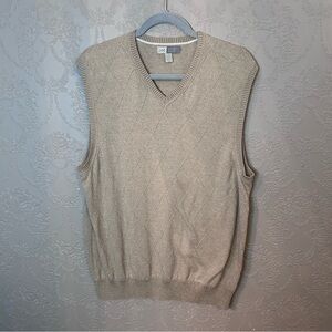 Joseph Abboud L large sweater vest diamond cream tan great condition